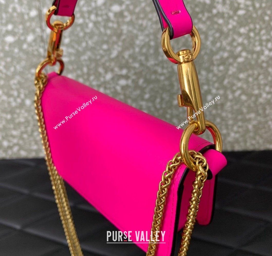 Valentino Locò Micro Bag in Calfskin Leather with Chain PP Pink 2023 VLTN416 (LN-230908088)