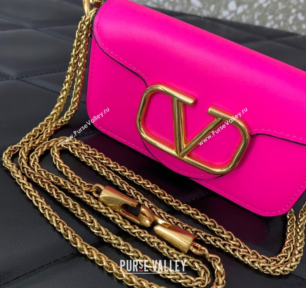 Valentino Locò Micro Bag in Calfskin Leather with Chain PP Pink 2023 VLTN416 (LN-230908088)