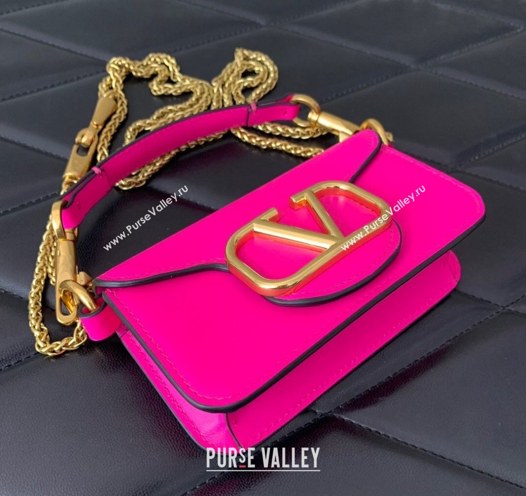 Valentino Locò Micro Bag in Calfskin Leather with Chain PP Pink 2023 VLTN416 (LN-230908088)