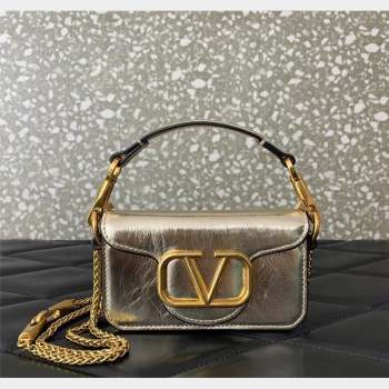 Valentino Locò Micro Bag in Calfskin Leather with Chain Gold 2023 VLTN416 (LN-230908089)