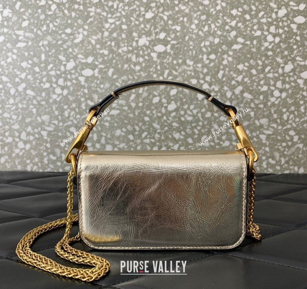 Valentino Locò Micro Bag in Calfskin Leather with Chain Gold 2023 VLTN416 (LN-230908089)