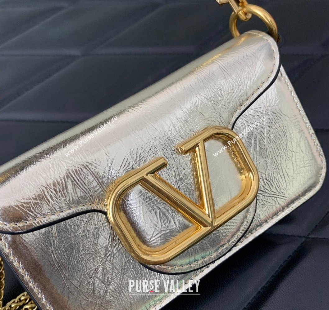 Valentino Locò Micro Bag in Calfskin Leather with Chain Gold 2023 VLTN416 (LN-230908089)