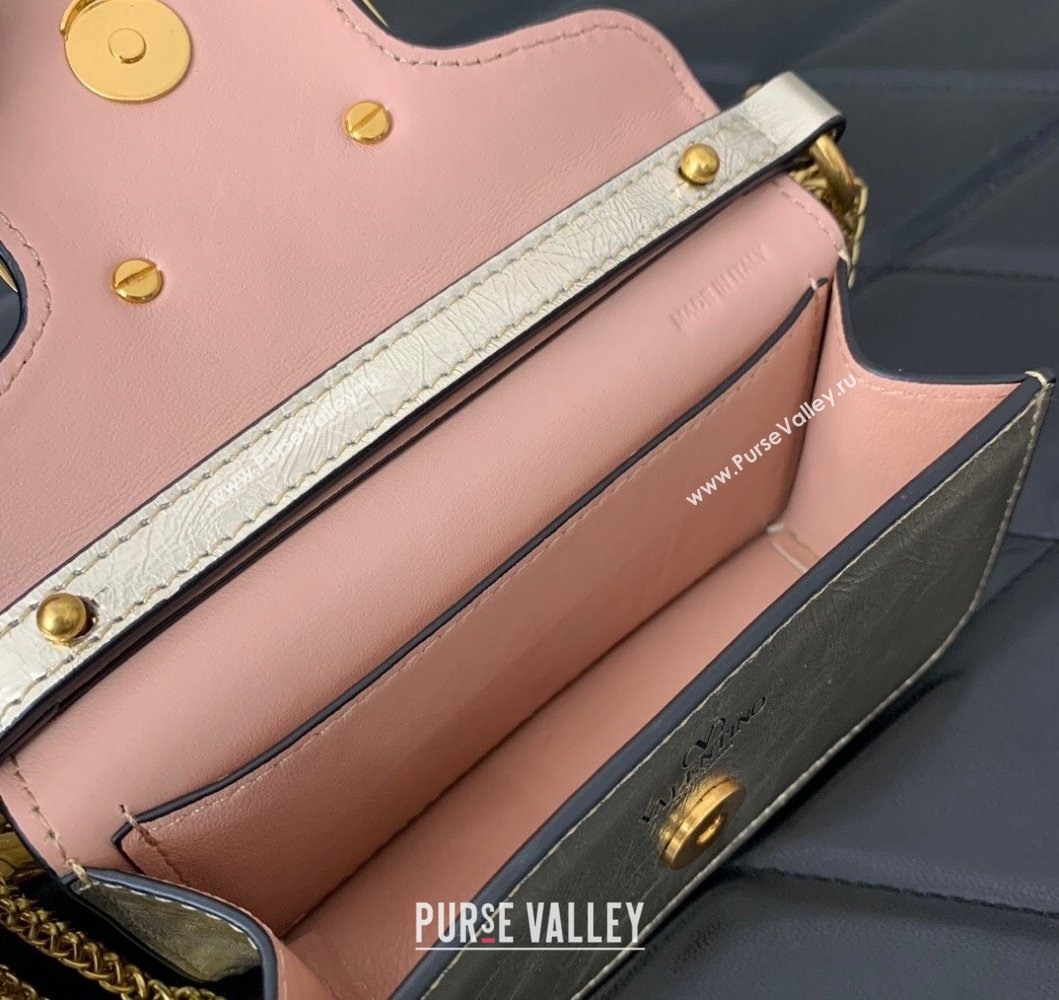 Valentino Locò Micro Bag in Calfskin Leather with Chain Gold 2023 VLTN416 (LN-230908089)