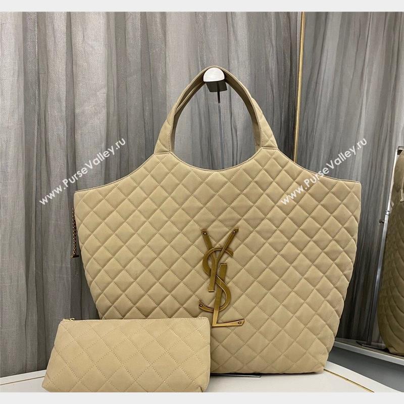 Saint Laurent Icare Maxi Shopping Bag in Quilted Lambskin 698651 Beige 2023 (nana-230908092)