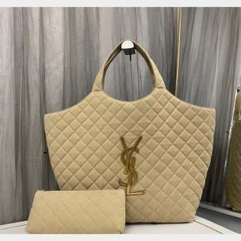 Saint Laurent Icare Maxi Shopping Bag in Quilted Lambskin 698651 Beige 2023 (nana-230908092)