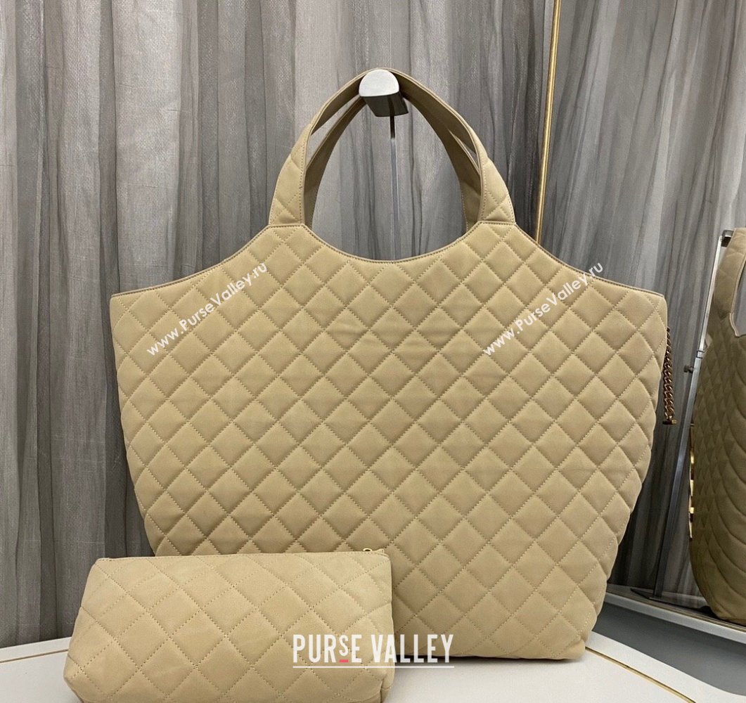 Saint Laurent Icare Maxi Shopping Bag in Quilted Lambskin 698651 Beige 2023 (nana-230908092)