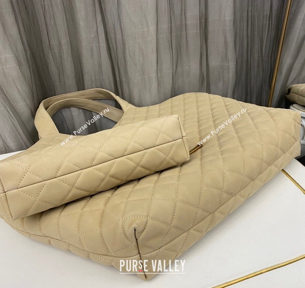 Saint Laurent Icare Maxi Shopping Bag in Quilted Lambskin 698651 Beige 2023 (nana-230908092)