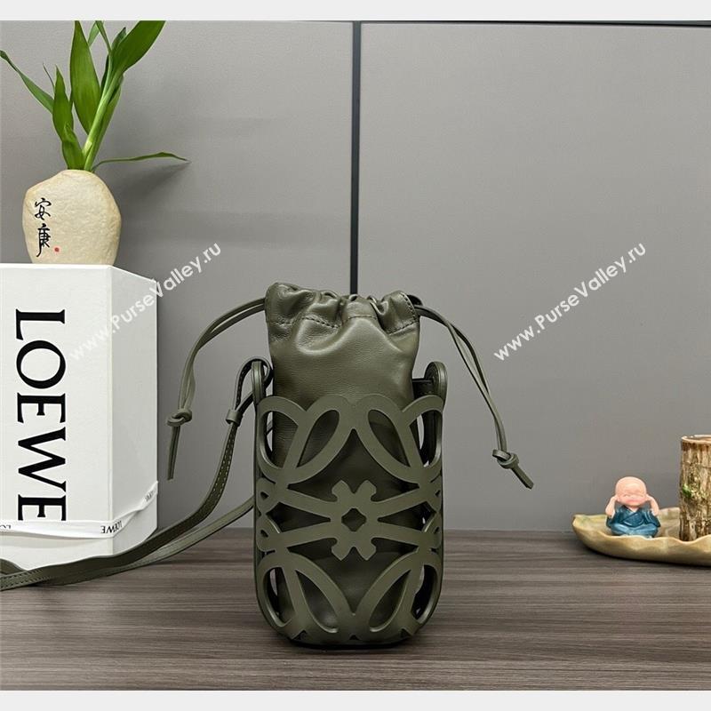 Loewe Anagram cut-out pocket Mini Bag in classic calfskin and nappa Tea Dust Glaze Green 2023 652211 (Ys-230908097)