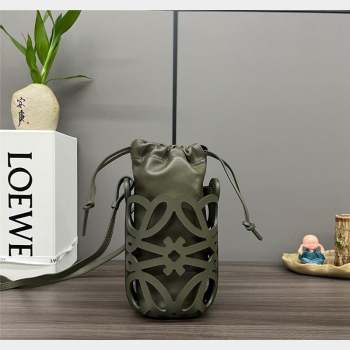 Loewe Anagram cut-out pocket Mini Bag in classic calfskin and nappa Tea Dust Glaze Green 2023 652211 (Ys-230908097)