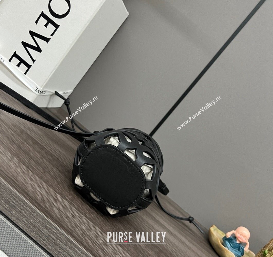 Loewe Anagram cut-out pocket Mini Bag in classic calfskin and Canvas Black 2023 652211 (Ys-230908100)