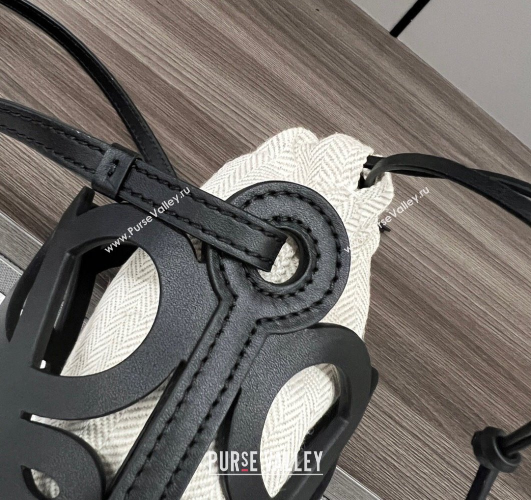 Loewe Anagram cut-out pocket Mini Bag in classic calfskin and Canvas Black 2023 652211 (Ys-230908100)