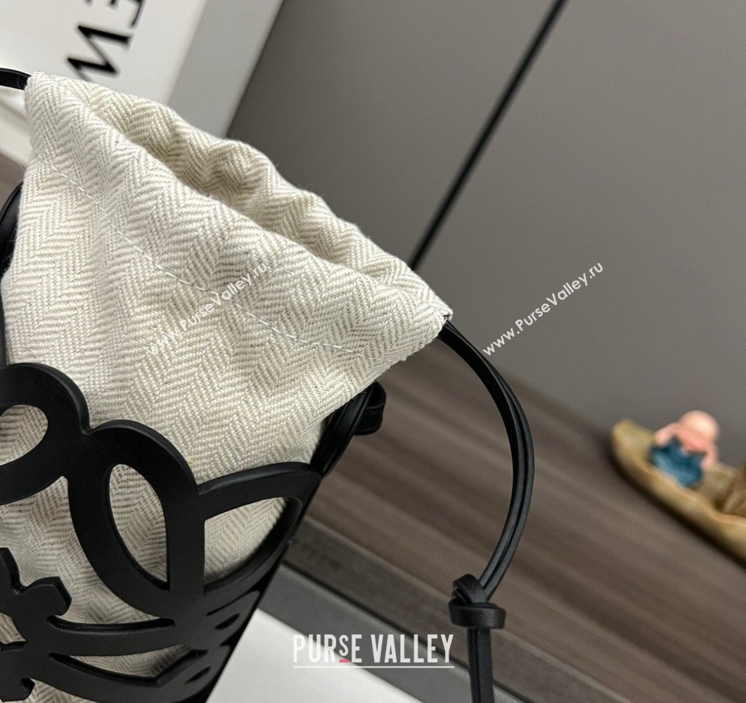 Loewe Anagram cut-out pocket Mini Bag in classic calfskin and Canvas Black 2023 652211 (Ys-230908100)