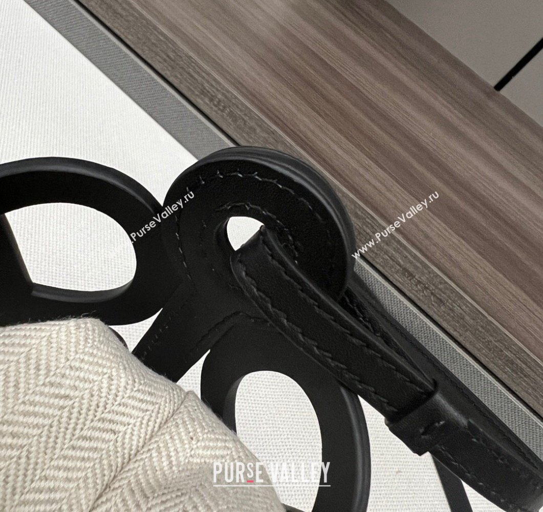 Loewe Anagram cut-out pocket Mini Bag in classic calfskin and Canvas Black 2023 652211 (Ys-230908100)