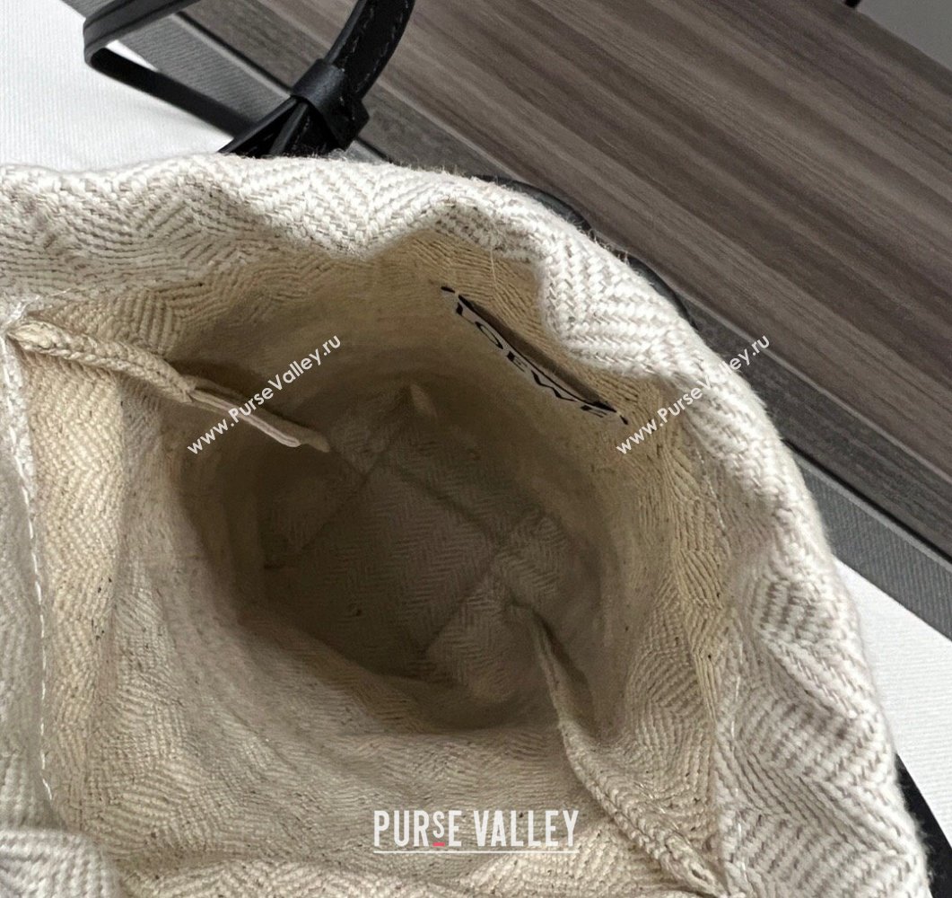 Loewe Anagram cut-out pocket Mini Bag in classic calfskin and Canvas Black 2023 652211 (Ys-230908100)