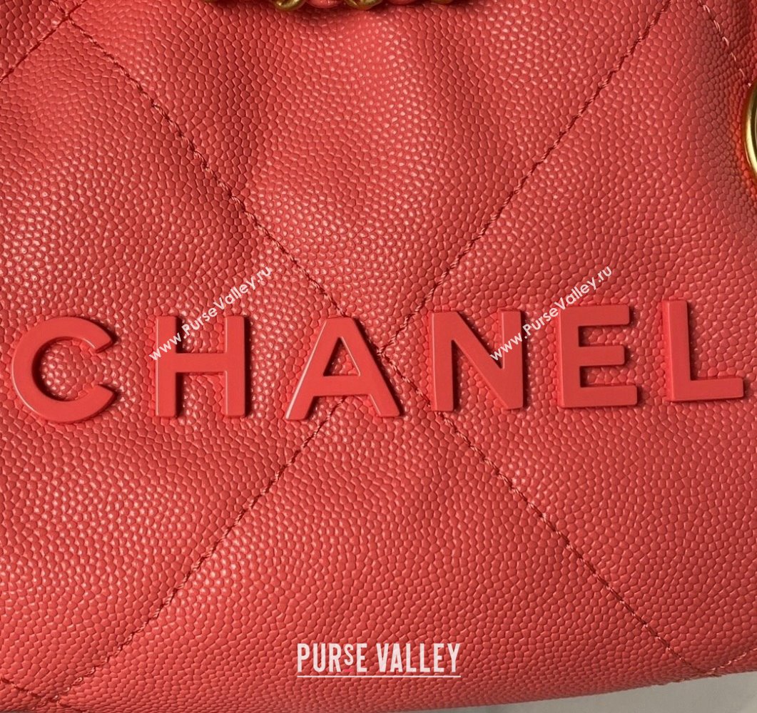 Chanel 22 Grained Calfskin Mini Shopping Bag with Chain AS3980 Dark Pink 2023 (yezi-230907029)