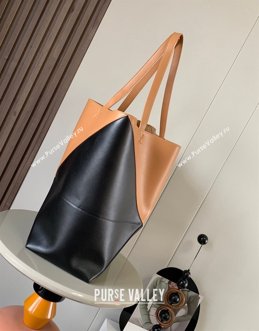 Loewe Large Puzzle Fold Tote in shiny calfskin Brown/Black 2023 9033 (Ys-230908114)