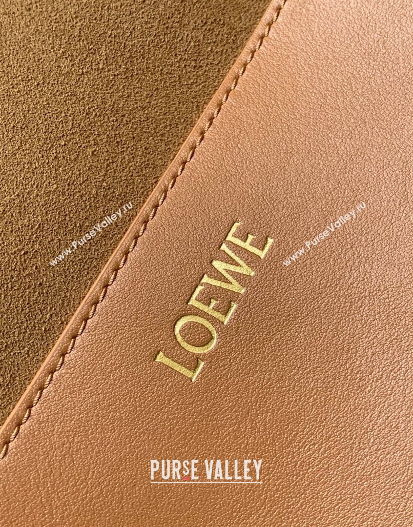 Loewe Large Puzzle Fold Tote in shiny calfskin Brown/Black 2023 9033 (Ys-230908114)