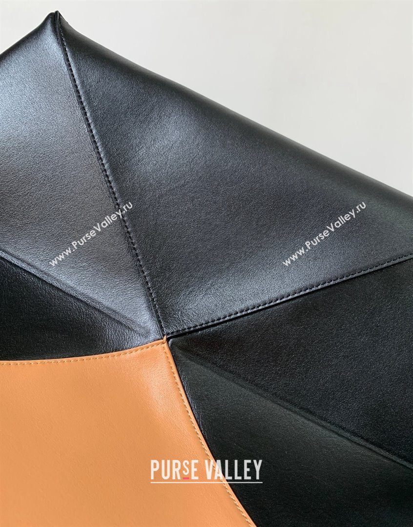 Loewe Large Puzzle Fold Tote in shiny calfskin Brown/Black 2023 9033 (Ys-230908114)