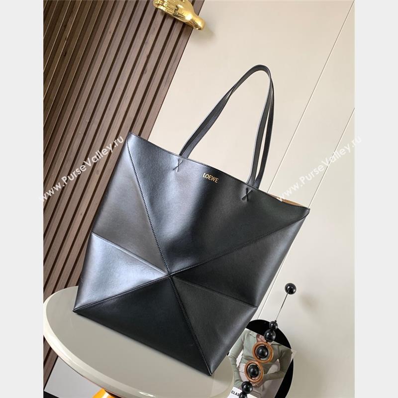 Loewe Large Puzzle Fold Tote in shiny calfskin Black 2 2023 9033 (Ys-230908115)