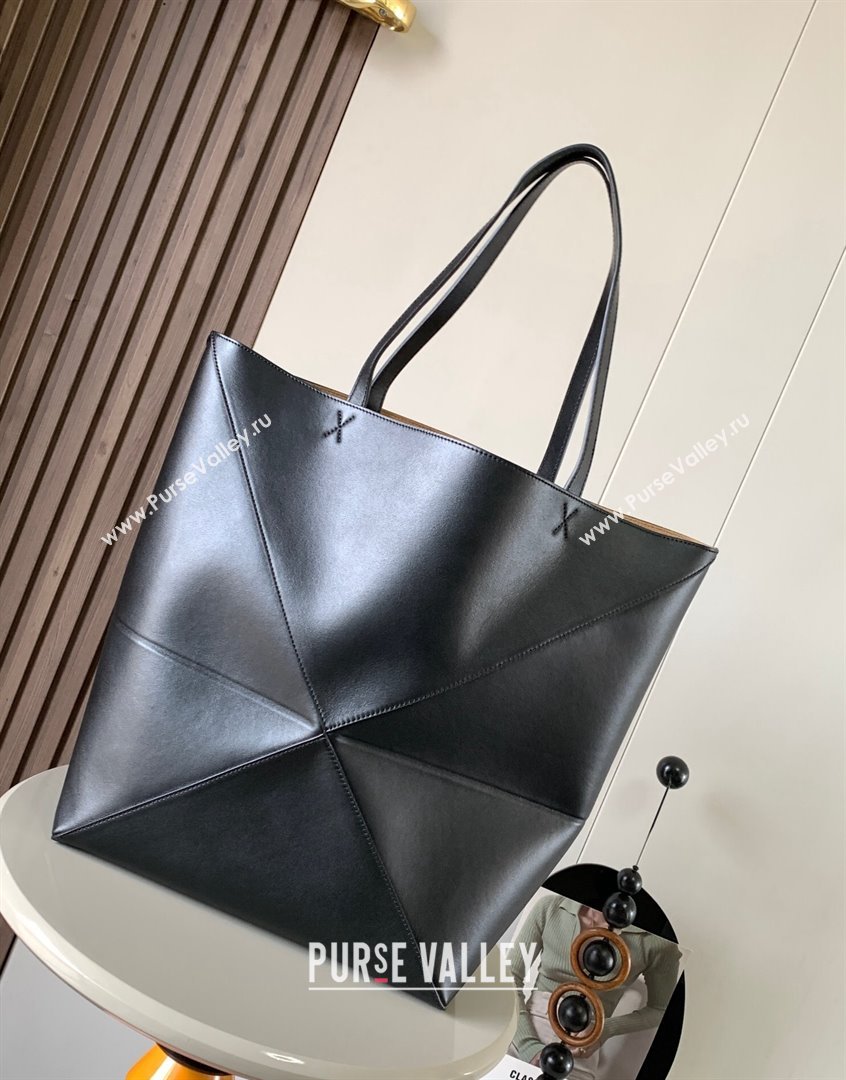 Loewe Large Puzzle Fold Tote in shiny calfskin Black 2 2023 9033 (Ys-230908115)