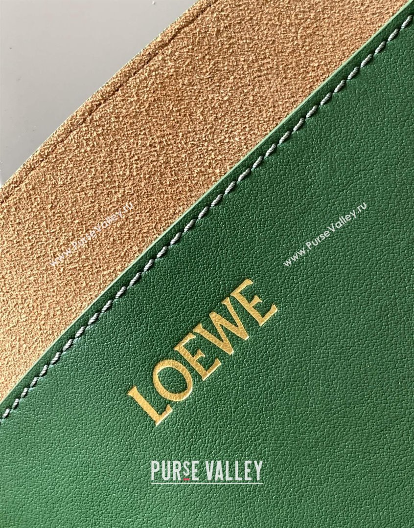 Loewe Large Puzzle Fold Tote in shiny calfskin Hunter Green 2023 9033 (Ys-230908116)