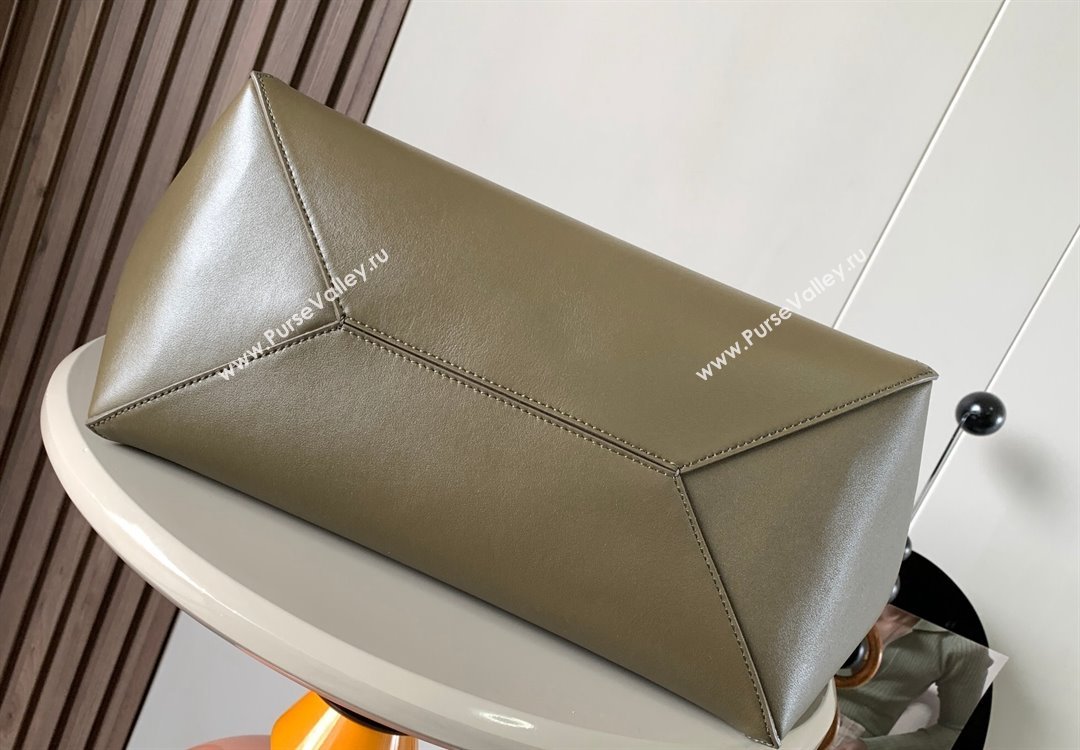 Loewe Large Puzzle Fold Tote in shiny calfskin Khaki Green 2023 9033 (Ys-230908117)