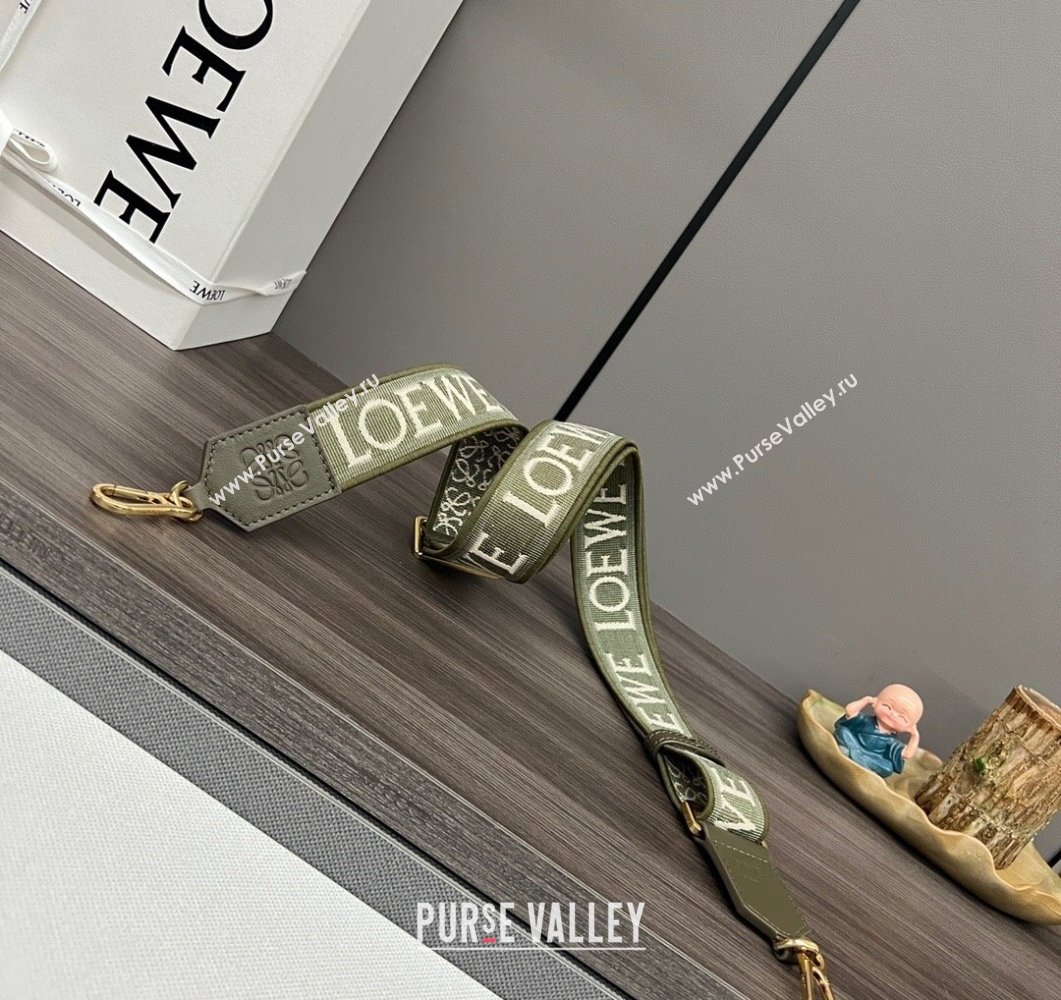 Loewe Anagram strap in jacquard and calfskin Khaki Green 2023 651935 (Ys-230908105)