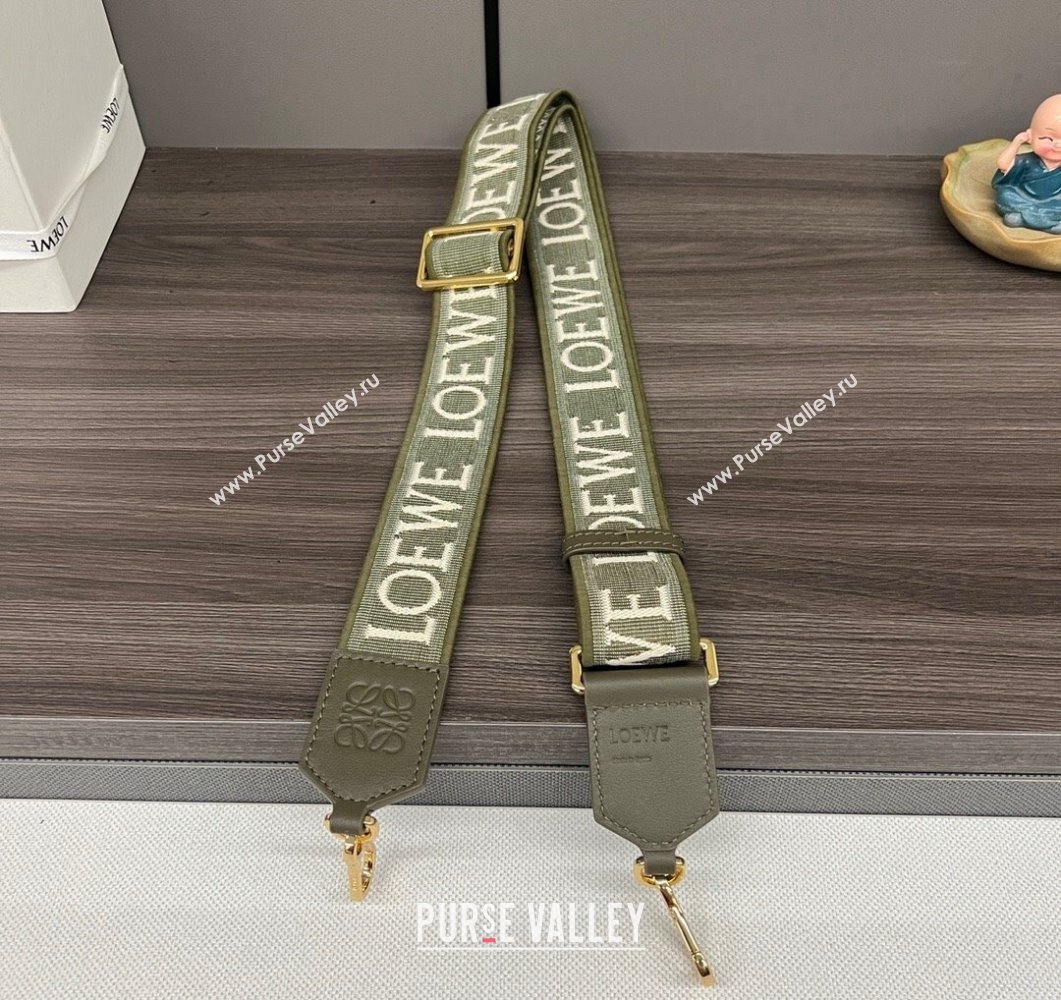 Loewe Anagram strap in jacquard and calfskin Khaki Green 2023 651935 (Ys-230908105)