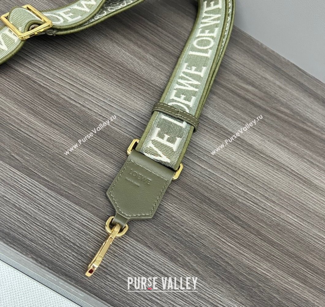 Loewe Anagram strap in jacquard and calfskin Khaki Green 2023 651935 (Ys-230908105)