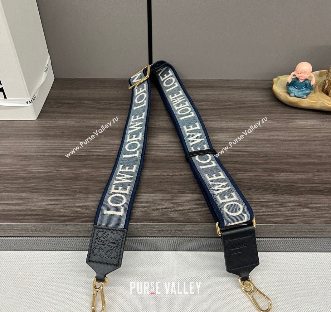 Loewe Anagram strap in jacquard and calfskin Navy Blue 2023 651935 (Ys-230908107)