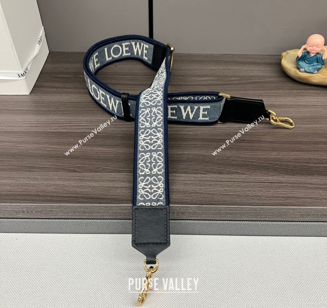 Loewe Anagram strap in jacquard and calfskin Navy Blue 2023 651935 (Ys-230908107)