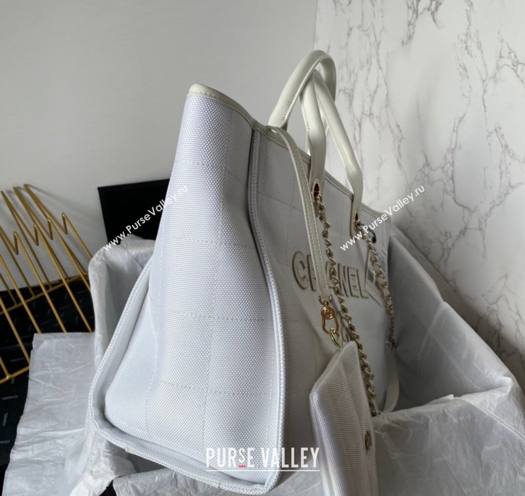 Chanel Deauville Cotton Calfskin Large Shopping Bag White 2023 AS93786 (yezi-230907040)