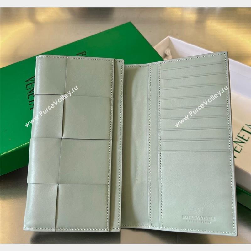 Bottega Veneta Intrecciato Leather Long Wallet Light Sage Green 2023 679845 (WT-230908132)