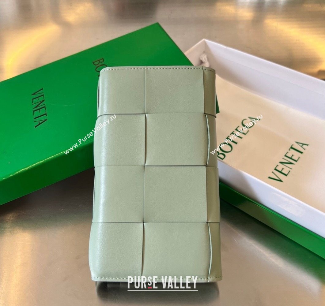 Bottega Veneta Intrecciato Leather Long Wallet Light Sage Green 2023 679845 (WT-230908132)