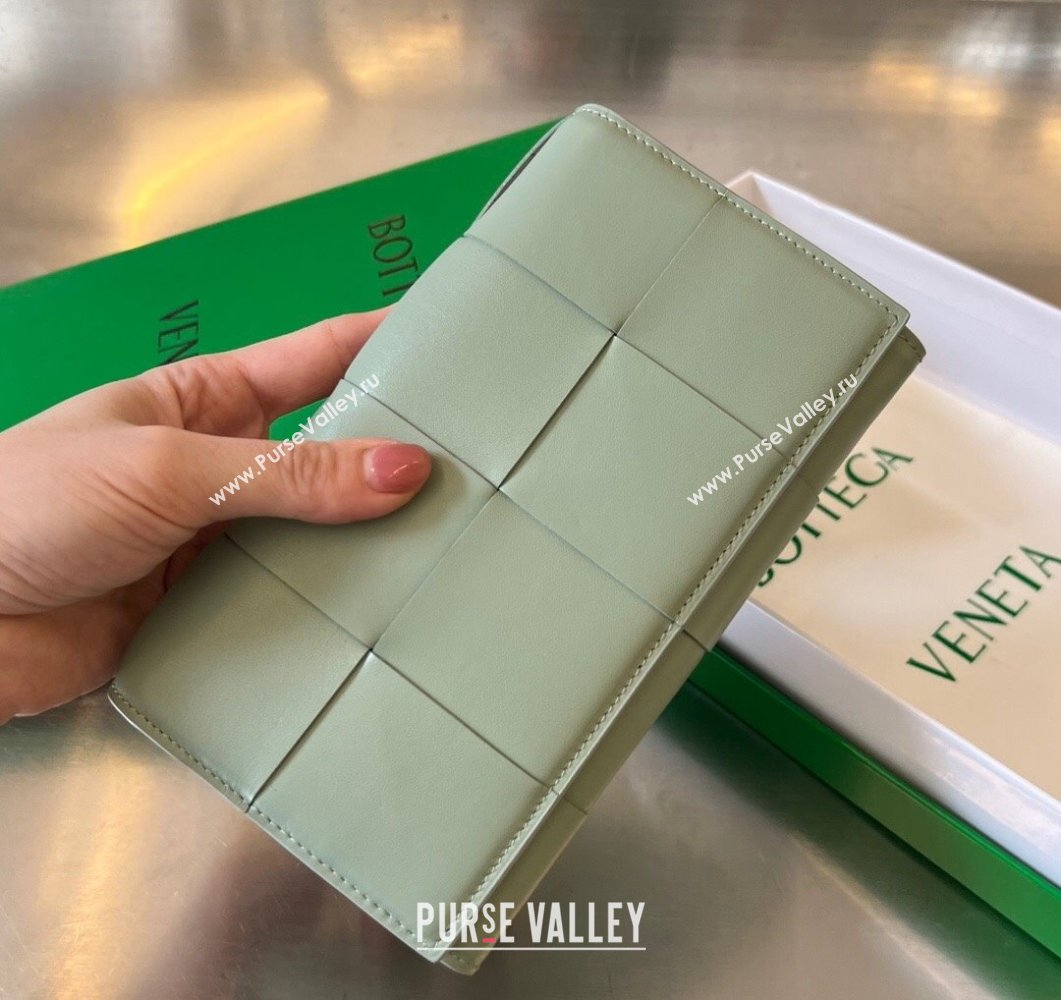 Bottega Veneta Intrecciato Leather Long Wallet Light Sage Green 2023 679845 (WT-230908132)