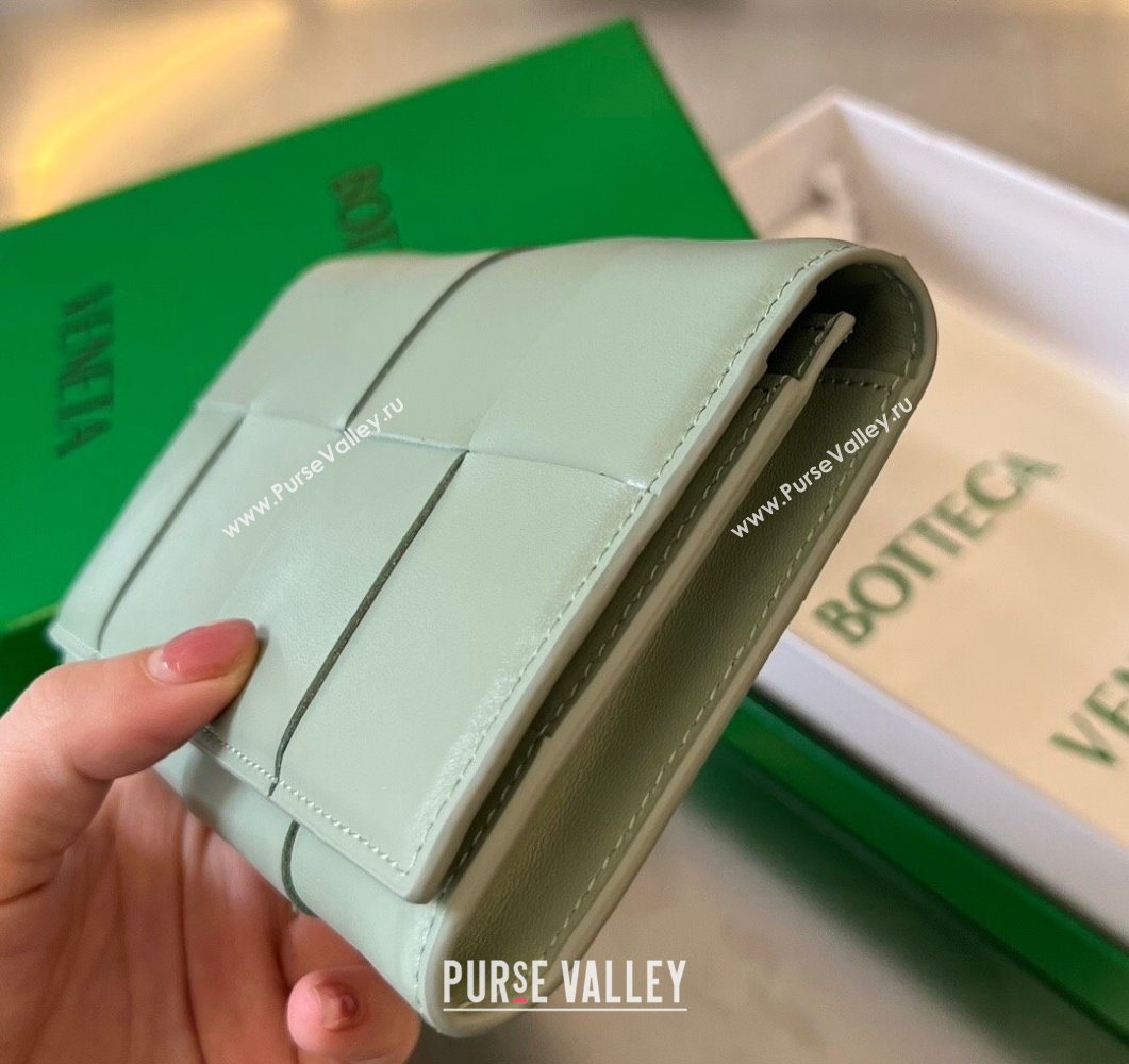 Bottega Veneta Intrecciato Leather Long Wallet Light Sage Green 2023 679845 (WT-230908132)