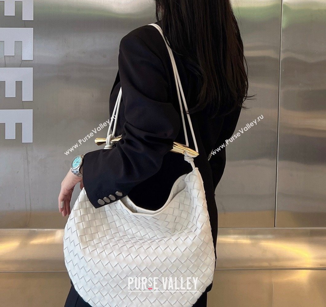 Bottega Veneta Medium Sardine Bag in Intrecciato Leather White 2023 754988 (WT-230908135)