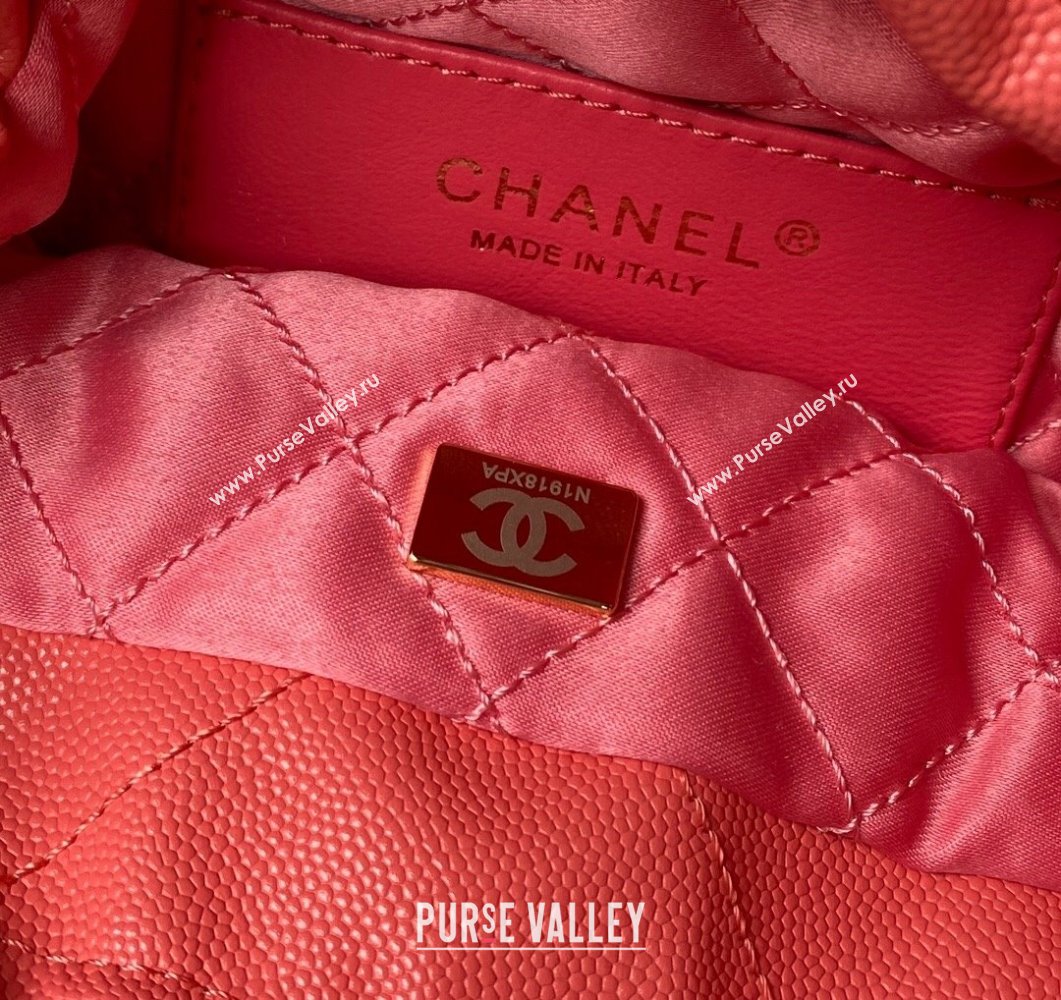 Chanel 22 Grained Calfskin Mini Shopping Bag with Chain AS3980 Dark Pink 2023 (yezi-230907029)