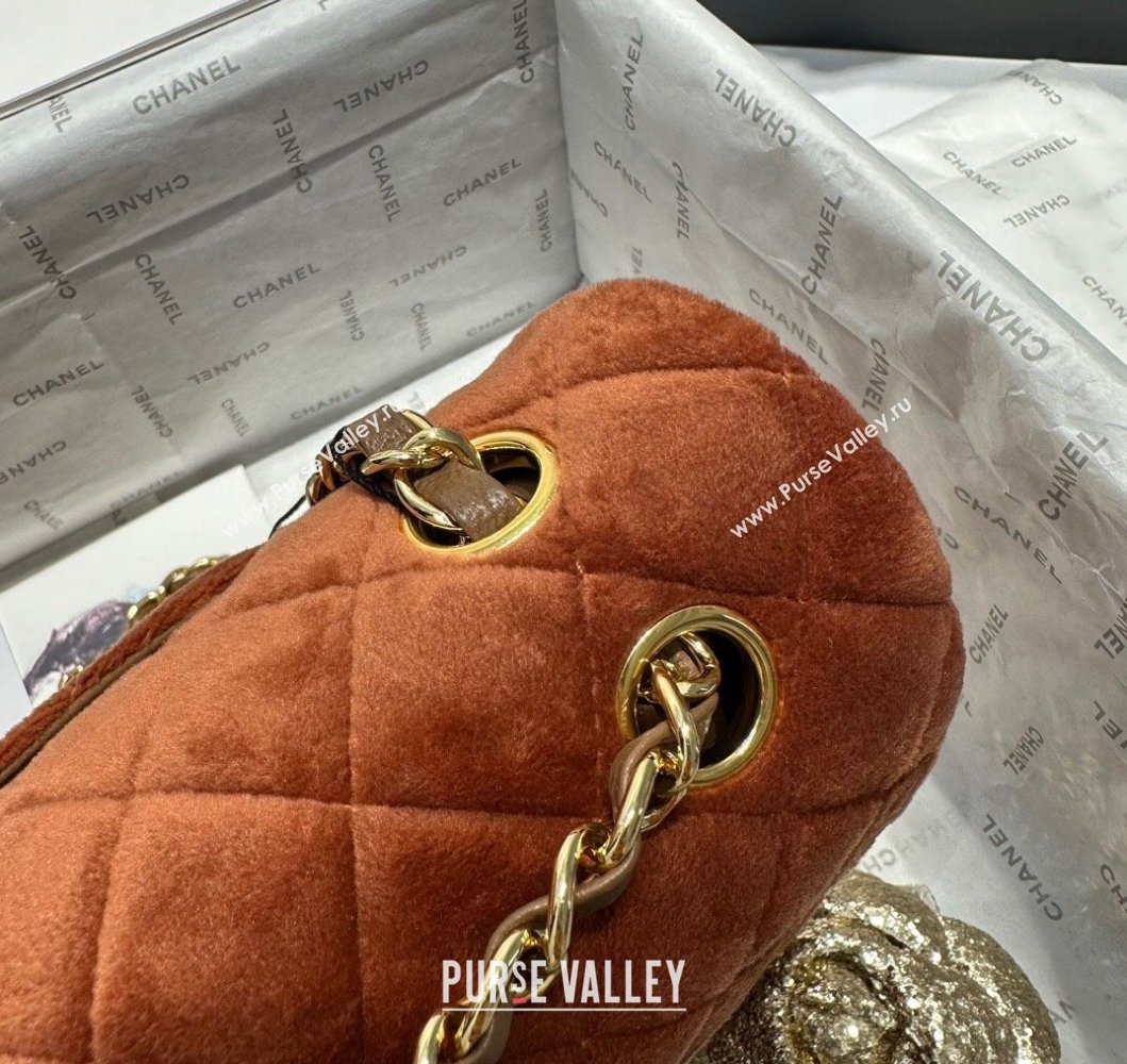 Chanel Classic Velvet Medium Flap Bag A01112 Brown 2023 CH09071 (yezi-230907003)