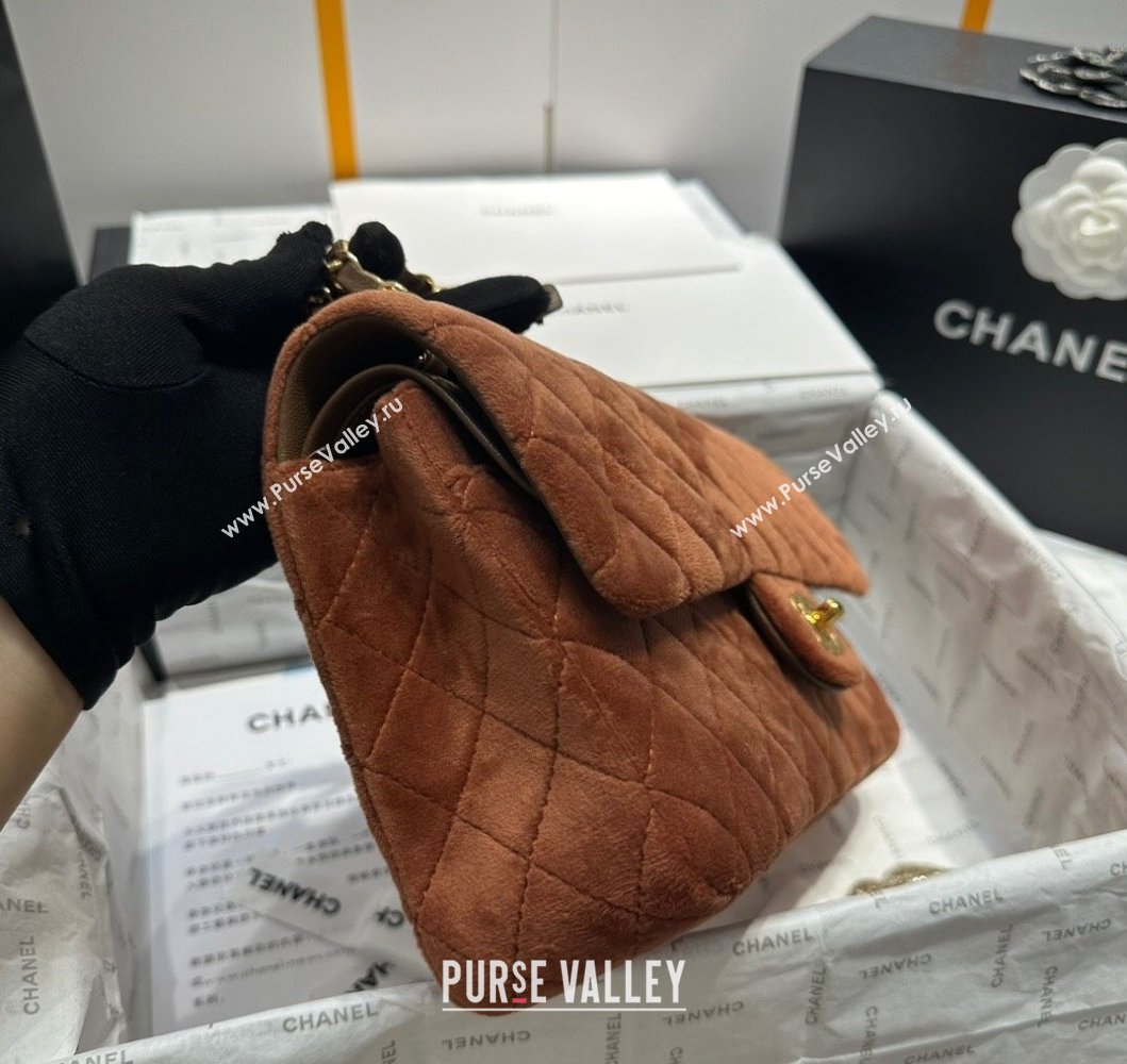 Chanel Classic Velvet Medium Flap Bag A01112 Brown 2023 CH09071 (yezi-230907003)