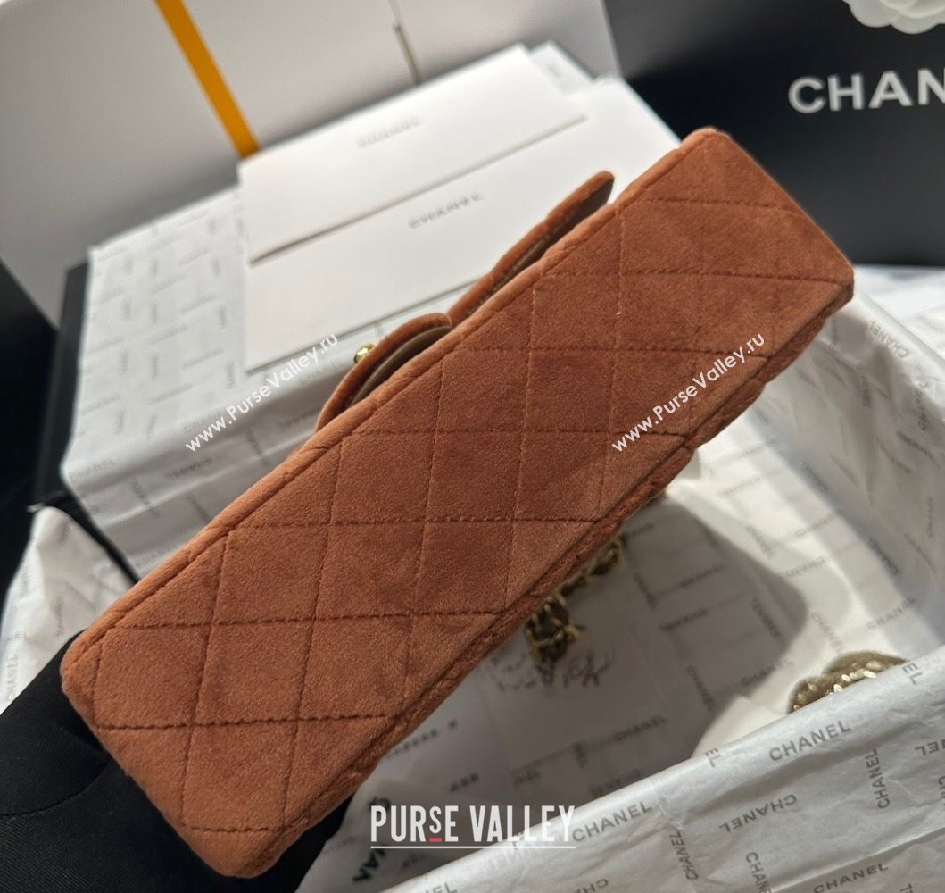 Chanel Classic Velvet Medium Flap Bag A01112 Brown 2023 CH09071 (yezi-230907003)