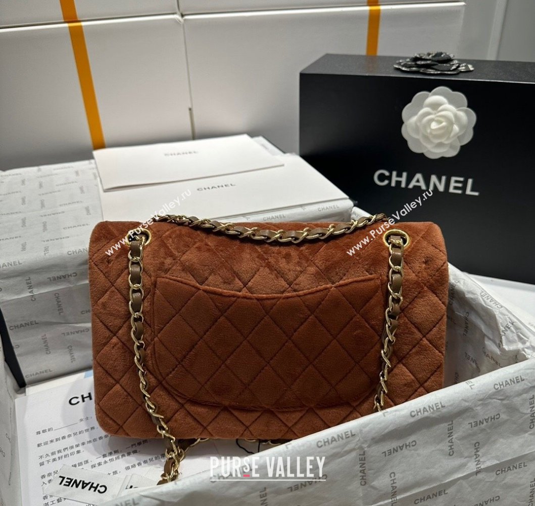 Chanel Classic Velvet Medium Flap Bag A01112 Brown 2023 CH09071 (yezi-230907003)