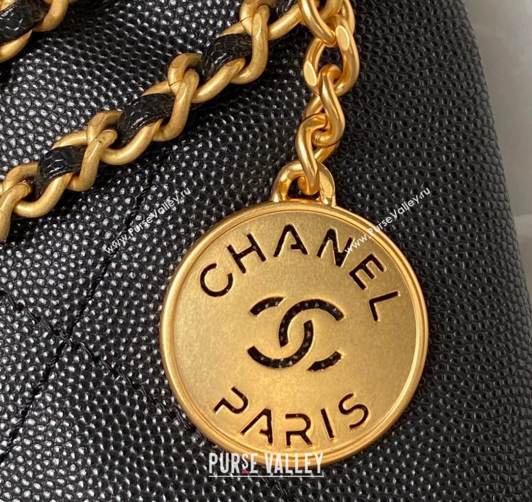 Chanel 22 Grained Calfskin Mini Shopping Bag with Chain AS3980 Black 2023 (yezi-230907027)