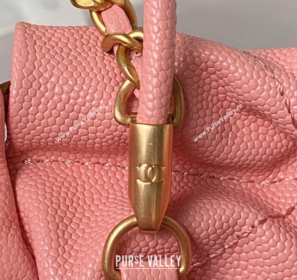 Chanel 22 Grained Calfskin Mini Shopping Bag with Chain AS3980 Light Pink 2023 (yezi-230907031)