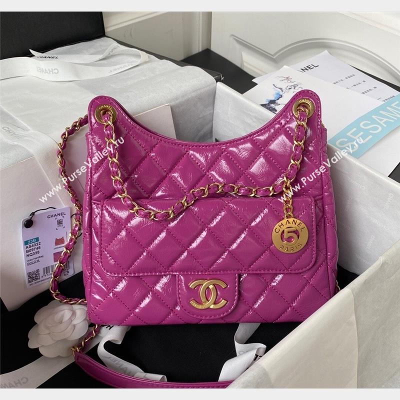 Chanel Shiny Crumpled Calfskin Hobo Bag AS4322 Purple 2023 (yezi-230907009)