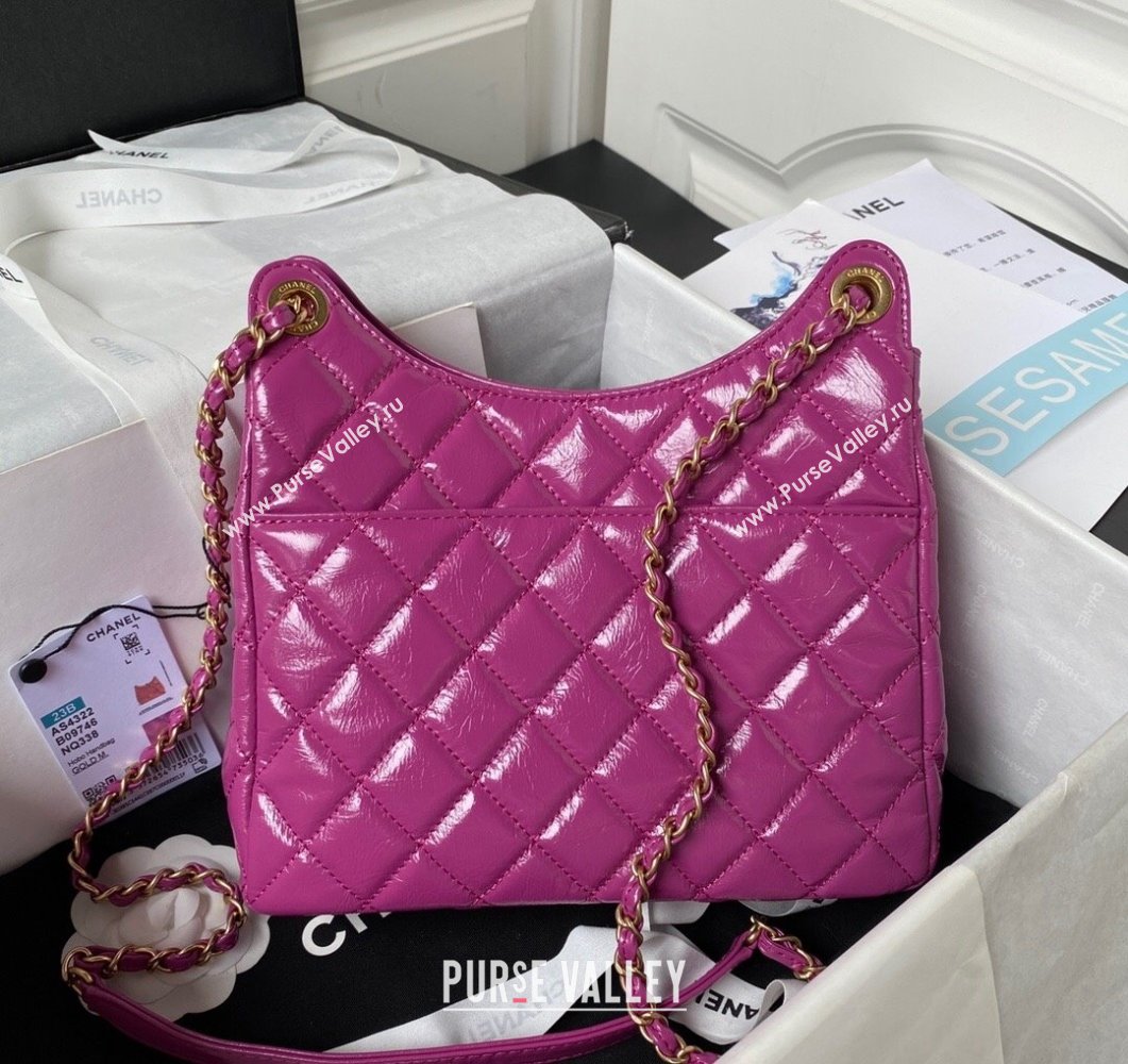 Chanel Shiny Crumpled Calfskin Hobo Bag AS4322 Purple 2023 (yezi-230907009)