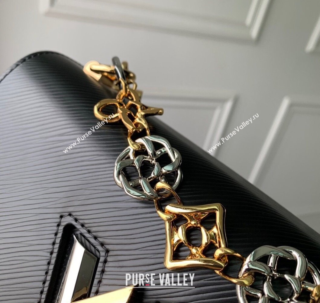 Louis Vuitton Twist MM Bag in Epi Leather with Monogram Flowers Chain M22773 Black 2023 (KI-230907065)