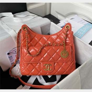 Chanel Shiny Crumpled Calfskin Hobo Bag AS4322 Orange 2023 (yezi-230907010)