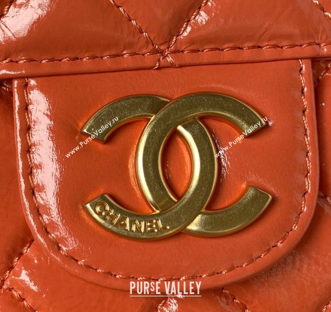 Chanel Shiny Crumpled Calfskin Hobo Bag AS4322 Orange 2023 (yezi-230907010)