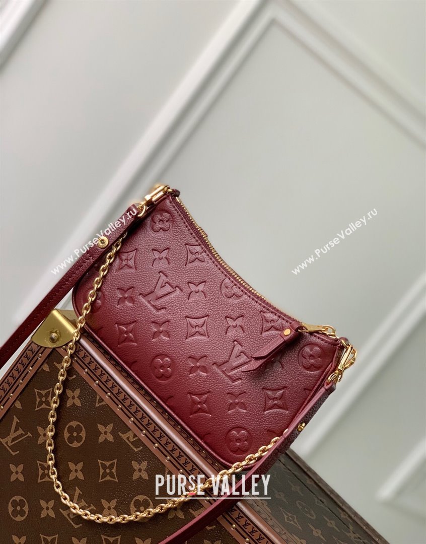 Louis Vuitton Easy Pouch on Strap Mini Bag in Monogram Leather M80349 Burgundy 2022 (KI-230907052)